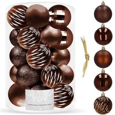 Vianočné banky hnedé mix - 6cm, sada 20ks