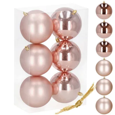 Vianočné banky ružovo-zlaté mix - 10cm, sada 6ks