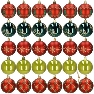 Vianočné banky farebné mix - 6cm, sada 30ks