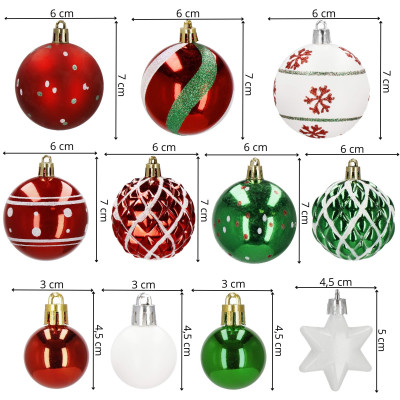 Vianočné banky červeno-zelené mix - sada 42ks