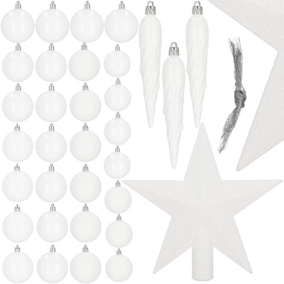 Vianočné ozdoby biele mix - sada 33ks