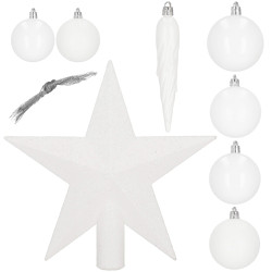 Vianočné ozdoby biele mix - sada 33ks