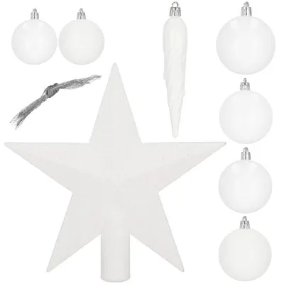Vianočné ozdoby biele mix - sada 33ks