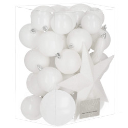 Vianočné ozdoby biele mix - sada 33ks