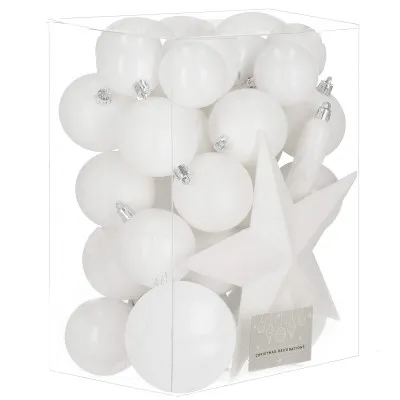 Vianočné ozdoby biele mix - sada 33ks