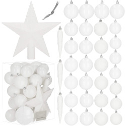 Vianočné ozdoby biele mix - sada 33ks