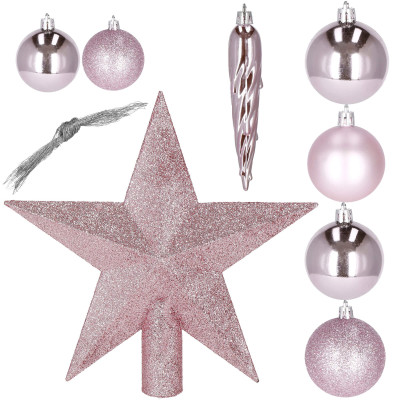 Vianočné ozdoby ružové mix - sada 33ks