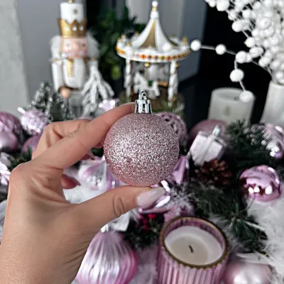 Vianočné ozdoby ružové mix - sada 33ks