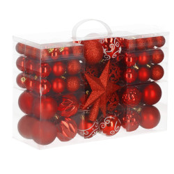 Maxi 101 dielna sada vianočných ozdôb červená