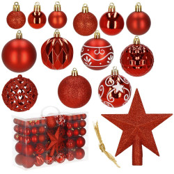 Maxi 101 dielna sada vianočných ozdôb červená
