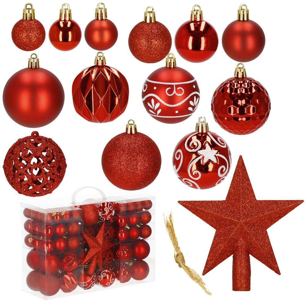 Maxi 101 dielna sada vianočných ozdôb červená