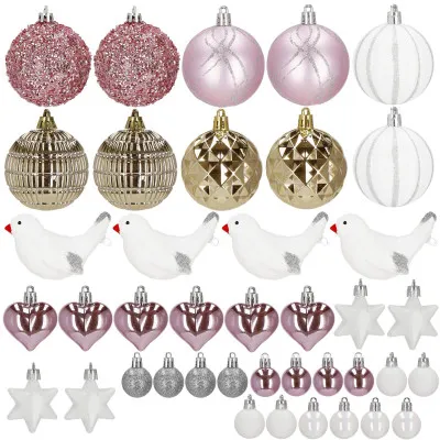 Vianočné ozdoby ružovo-biele mix - sada 38ks