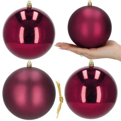 Vianočné banky XL vínovej mix - 12cm, sada 4ks