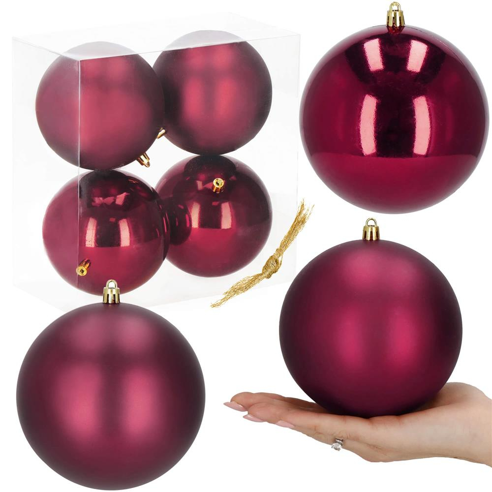 Vianočné banky XL vínovej mix - 12cm, sada 4ks