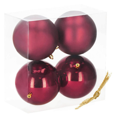 Vianočné banky XL vínovej mix - 12cm, sada 4ks