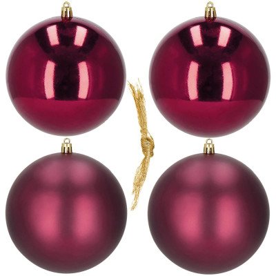 Vianočné banky XL vínovej mix - 12cm, sada 4ks