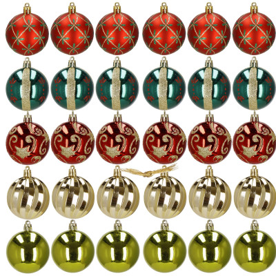 Vianočné banky červeno-zlaté mix - 6cm, súprava 30ks