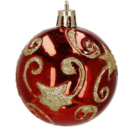 Vianočné banky červeno-zlaté mix - 6cm, súprava 30ks