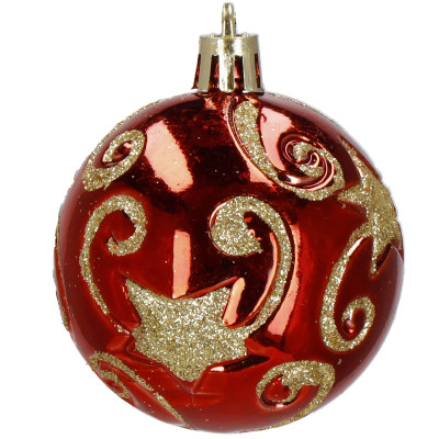 Vianočné banky červeno-zlaté mix - 6cm, súprava 30ks