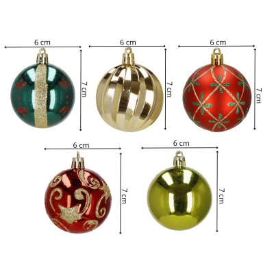 Vianočné banky červeno-zlaté mix - 6cm, súprava 30ks