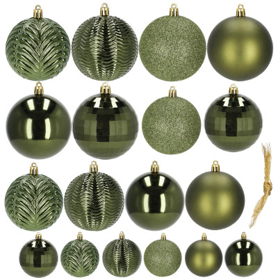 Vianočné banky zelené mix - sada 33ks