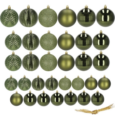 Vianočné banky zelené mix - sada 33ks