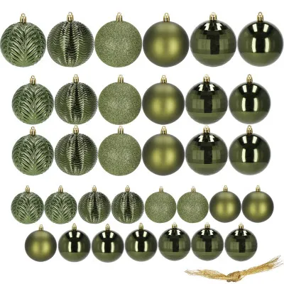 Vianočné banky zelené mix - sada 33ks