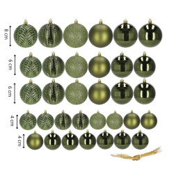 Vianočné banky zelené mix - sada 33ks