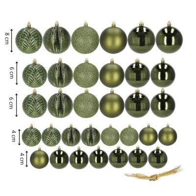 Vianočné banky zelené mix - sada 33ks