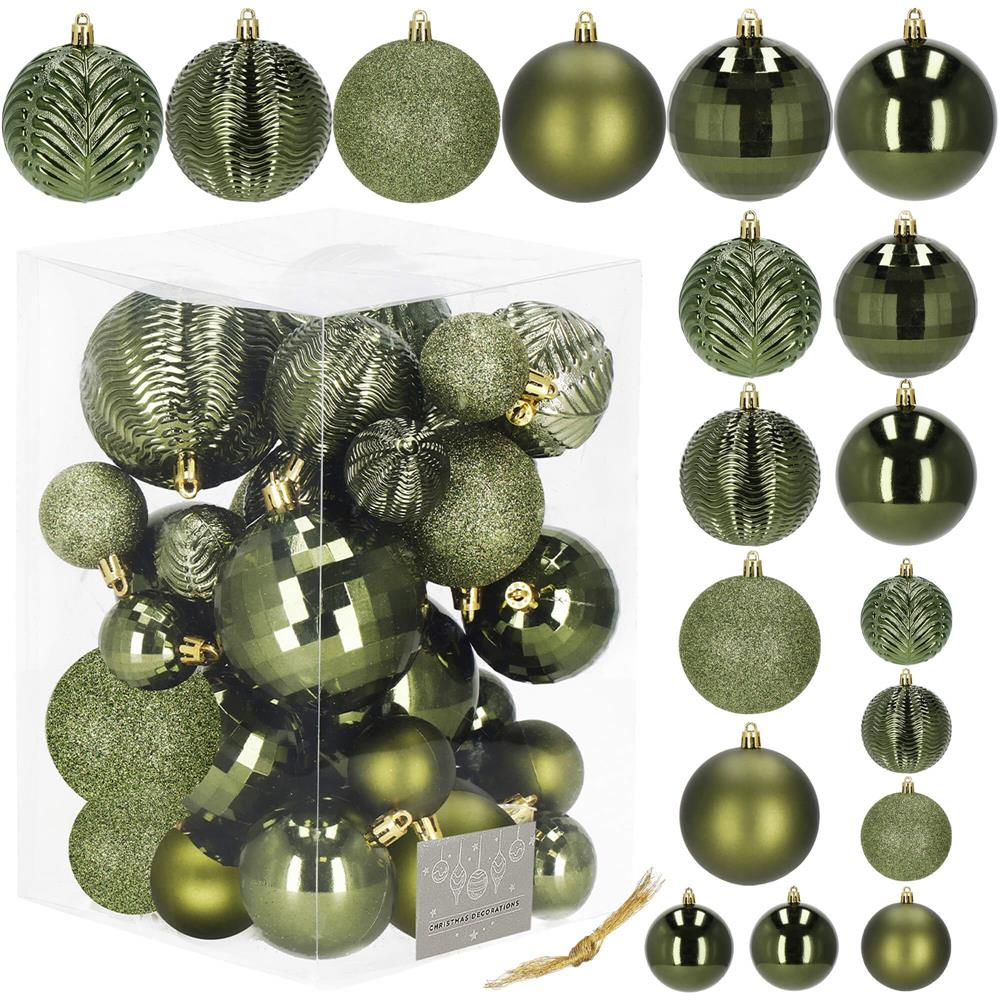 Vianočné banky zelené mix - sada 33ks