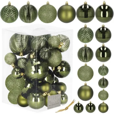 Vianočné banky zelené mix - sada 33ks