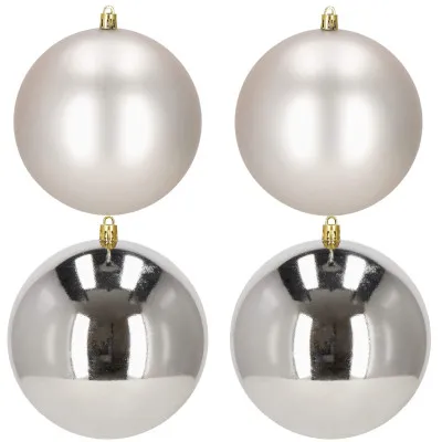 Vianočné banky XL strieborné mix - 12cm, sada 4ks