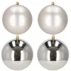 Vianočné banky XL strieborné mix - 12cm, sada 4ks