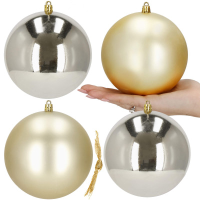 Vianočné banky XL zlato-strieborné mix - 12cm, sada 4ks