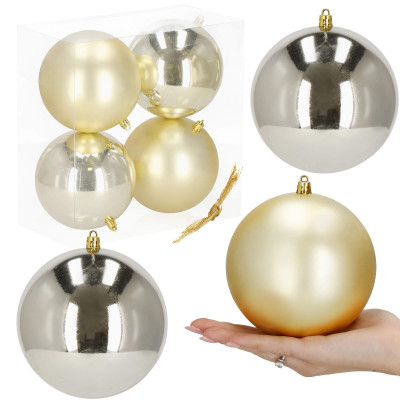Vianočné banky XL zlato-strieborné mix - 12cm, sada 4ks