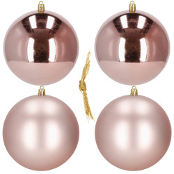 Vianočné banky XL ružové mix - 12cm, sada 4ks