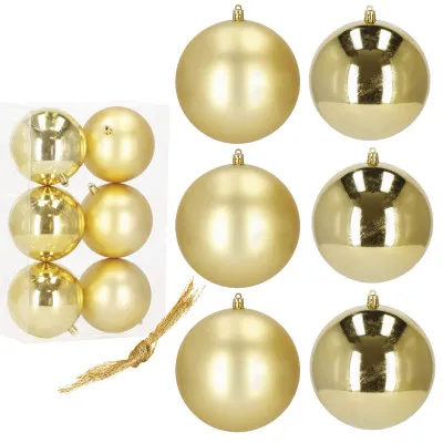 Vianočné banky zlaté gule mix - 10cm, sada 6ks