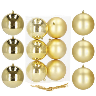 Vianočné banky zlaté gule mix - 10cm, sada 6ks