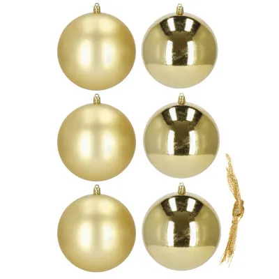 Vianočné banky zlaté gule mix - 10cm, sada 6ks