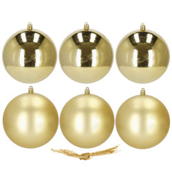 Vianočné banky zlaté gule mix - 10cm, sada 6ks