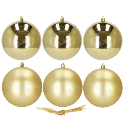 Vianočné banky zlaté gule mix - 10cm, sada 6ks