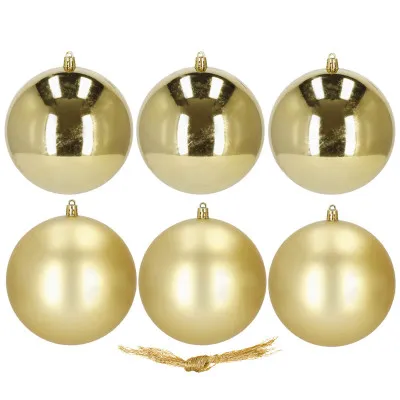 Vianočné banky zlaté gule mix - 10cm, sada 6ks