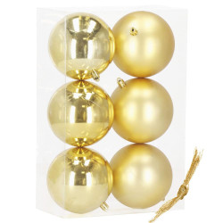 Vianočné banky zlaté gule mix - 10cm, sada 6ks