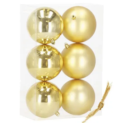 Vianočné banky zlaté gule mix - 10cm, sada 6ks