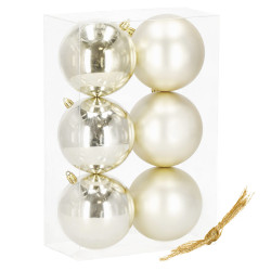 Vianočné banky zlato-strieborné mix - 10cm, sada 6ks