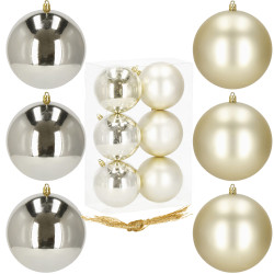 Vianočné banky zlato-strieborné mix - 10cm, sada 6ks