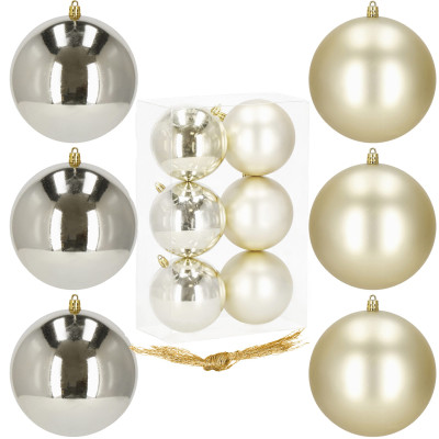 Vianočné banky zlato-strieborné mix - 10cm, sada 6ks