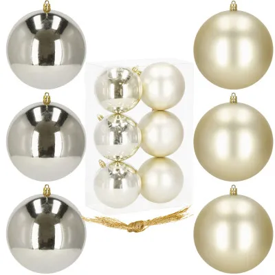 Vianočné banky zlato-strieborné mix - 10cm, sada 6ks