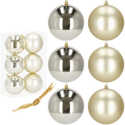 Vianočné banky zlato-strieborné mix - 10cm, sada 6ks