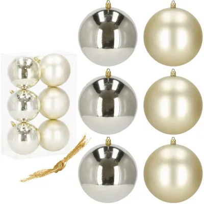 Vianočné banky zlato-strieborné mix - 10cm, sada 6ks